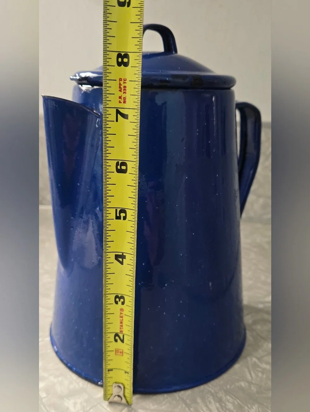 Enamelware Coffee Pot Cowboy Percolator blue Graniteware complete